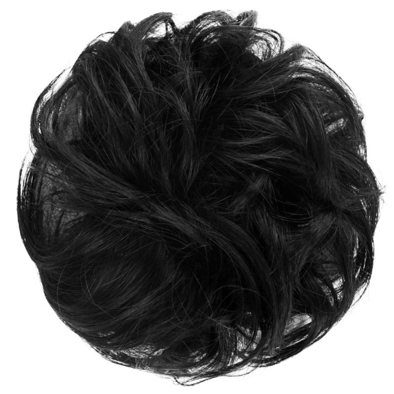 FESHFEN Human Messy Buns - 100% Human Hair Bun Real Scrunchies Hair Pieces Ponytail Extensions Wavy Tousled Updo Chignon Hairpieces for Women, Black - Image 2